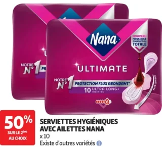 Serviettes hygiéniques avec ailettes Nana x 10