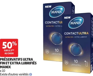 Préservatifs ultra fin et extra lubrifiés Manix x 10