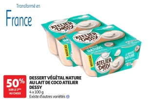 Atelier Dessy Dessert végétal nature au lait de coco