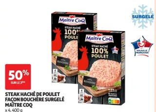 Steak haché de poulet façon bouchère surgelé Maître Coq