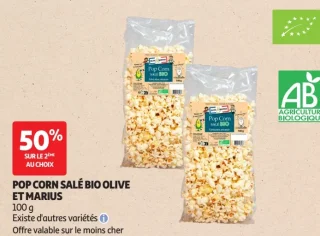 Pop Corn Salé Bio Olive et Marius