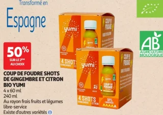 Coup de foudre shots de gingembre et citron bio Yumi