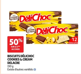 Biscuits Délichoc Cookies & Cream Delacre