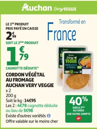 CORDON VÉGÉTAL AU FROMAGE AUCHAN VERY VEGGIE