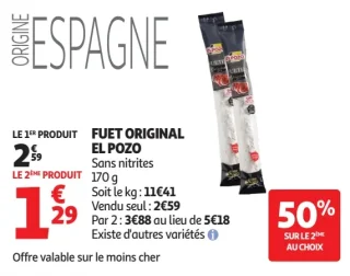 FUET ORIGINAL EL POZO Sans nitrites