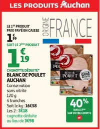 BLANC DE POULET AUCHAN Conservation sans nitrite