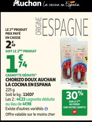 CHORIZO DOUX AUCHAN LA COCINA EN ESPANA