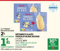 BÂTONNETS GLACÉS CHOCOLAT BLANC AUCHAN