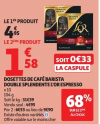 Dosettes de café Barista Double Splendente L'Or Espresso