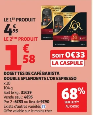Dosettes de café Barista Double Splendente L'Or Espresso