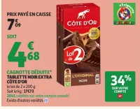 Tablette chocolat noir extra Côte d'Or