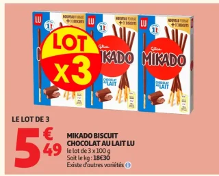 MIKADO BISCUIT CHOCOLAT AU LAIT LU