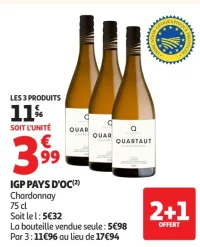 Vin blanc IGP Pays d'Oc Chardonnay Quartaut