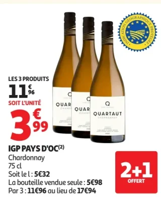 Vin blanc IGP Pays d'Oc Chardonnay Quartaut