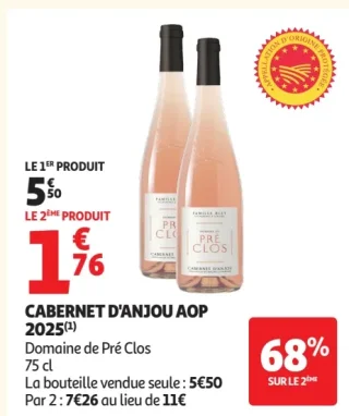 Vin rosé Cabernet d'Anjou AOP Domaine de Pré Clos