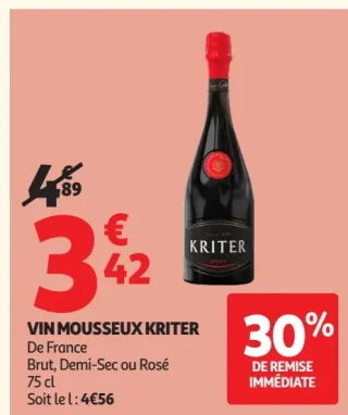 Vin Mousseux Kriter Brut, Demi-Sec ou Rosé