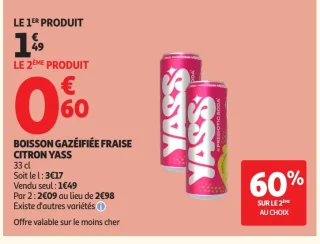 Boisson gazéifiée fraise citron Yass