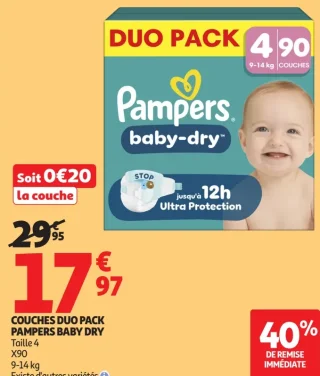 Couches Duo Pack Pampers Baby Dry Taille 4
