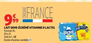 Lait demi-écrémé vitamine D Lactel