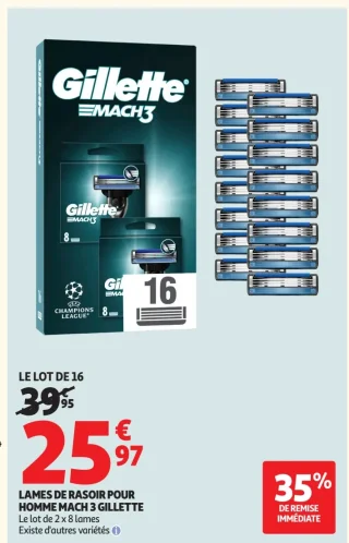 LAMES DE RASOIR POUR HOMME MACH 3 GILLETTE