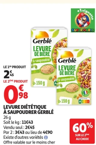 Levure diététique à saupoudrer Gerblé