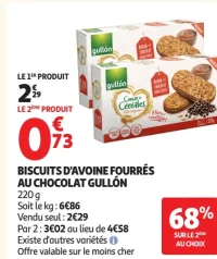 Biscuits d'avoine fourrés au chocolat Gullon