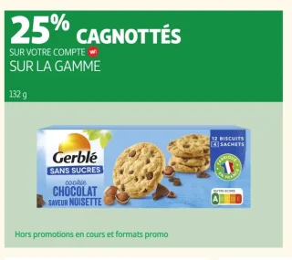 Gerblé Sans Sucres Cookie Chocolat Saveur Noisette