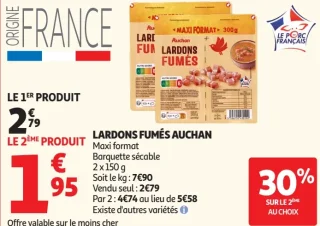 Lardons fumés Auchan Maxi format