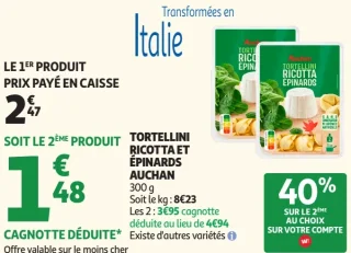 Tortellini Ricotta et Épinards Auchan