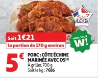 Porc : Côte Échine Marinée Avec Os
