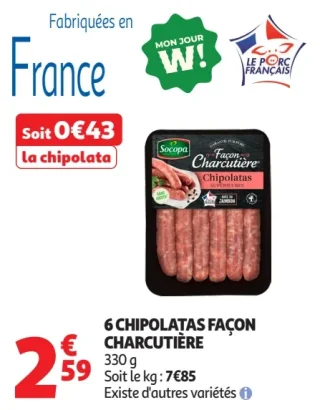 6 chipolatas façon charcutière Socopa