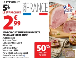 Jambon cuit supérieur recette originale Madrange
