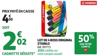 LOT DE 4 BOSS ORIGINAL STABILO