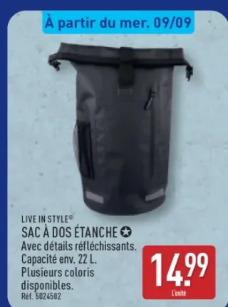 LIVE IN STYLE® SAC À DOS ÉTANCHE