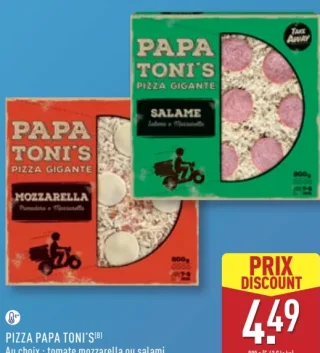 PIZZA PAPA TONI'S Pizza Gigante (Au choix : tomate mozzarella ou salami)