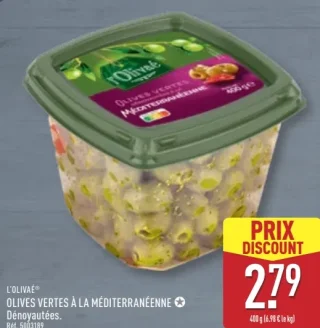 L'Olivaé Olives Vertes à la Méditerranéenne Dénoyautées