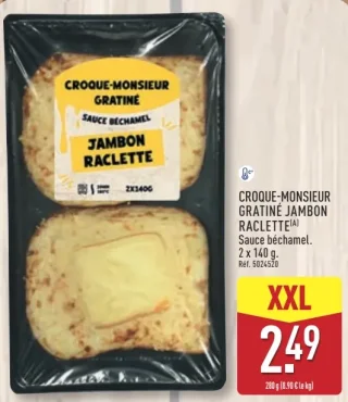 Croque-monsieur gratiné jambon raclette XXL