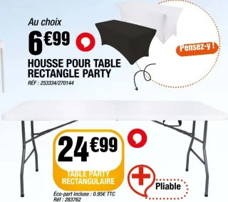Table Party Rectangulaire / Housse pour table rectangle party