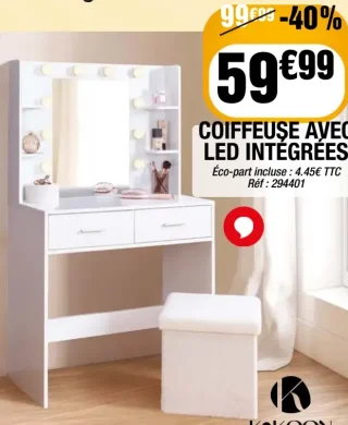 Coiffeuse avec LED intégrées