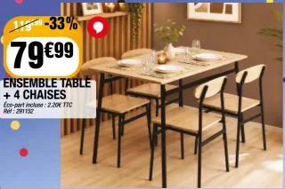 Ensemble table + 4 chaises