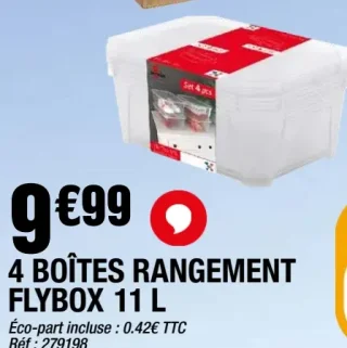 4 boîtes rangement Flybox 11 L