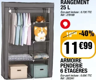 Armoire penderie 6 étagères