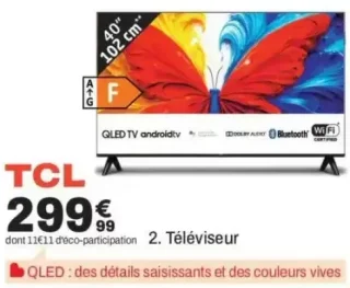 Téléviseur TCL QLED TV androidtv 40" (102 cm)