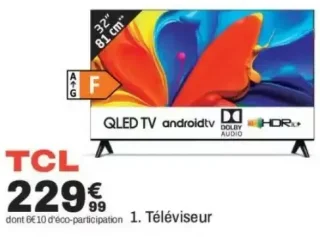 Téléviseur TCL QLED TV androidtv 32" (81 cm)
