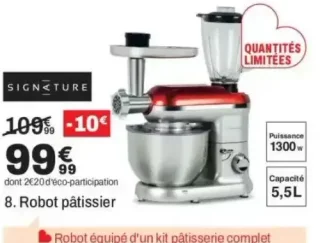 Robot pâtissier SIGNATURE KM141GM GRIS ET ROUGE