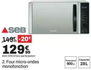 Four micro-ondes monofonction SEB MO28L