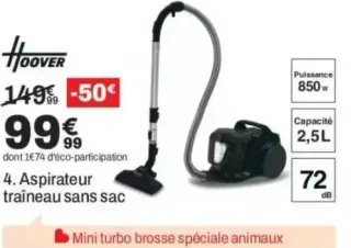 Hoover Aspirateur traîneau sans sac