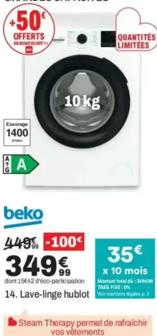 Lave-linge hublot Beko
