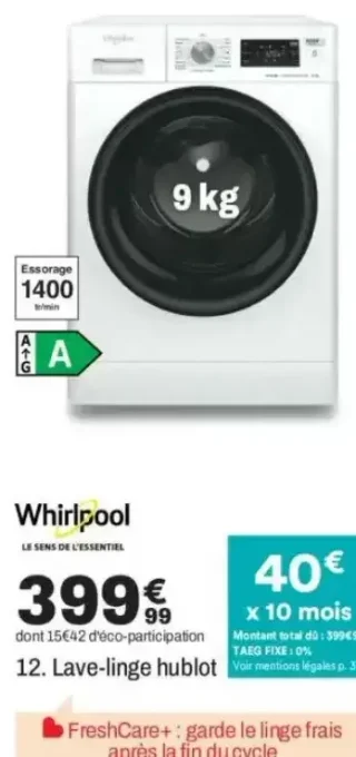 Lave-linge hublot Whirlpool
