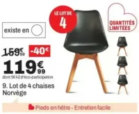 Lot de 4 chaises Norvège